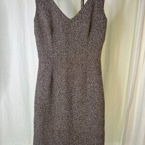 B. Moss Dress Collection Brown Tweed Sleeveless Shift Dress Fully Lined Size 2